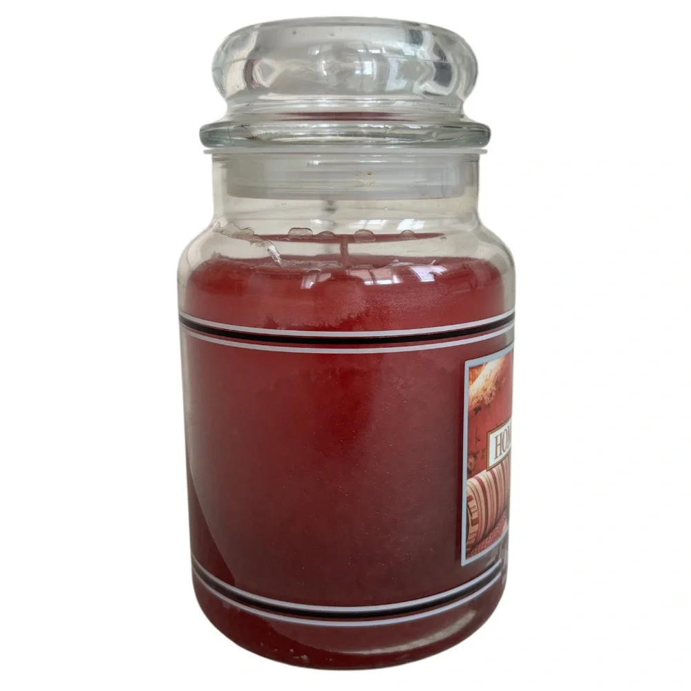 Yankee Candle Jar Home Sweet Home Rare Vintage Black Band Burgundy Mauve Red
